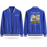 Thumbnail for Cessna 175 Skylark Stylish Jackets - Baseball Collar - Poster - Royal Blue