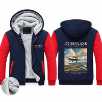 Thumbnail for Cessna 175 Skylark Zipped Sweatshirts - Poster - Navy & Red