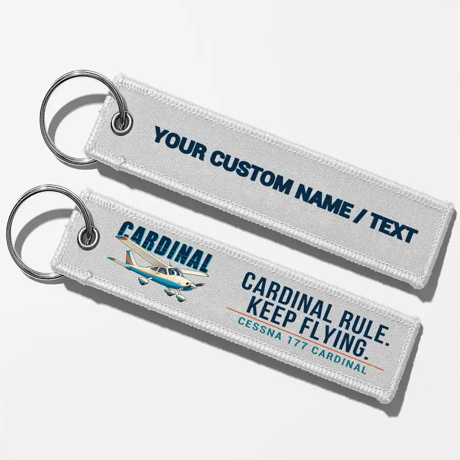 Cessna 177B Cardinal Aviator Key Chains - White - Cartoon - Personalized