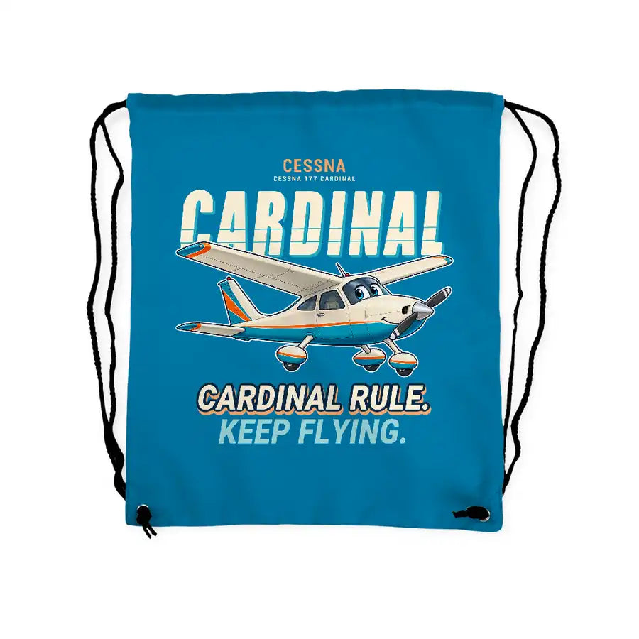 Cessna 177B Cardinal - Drawstring Bag - Cartoon - Light Blue