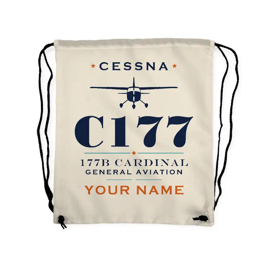 Cessna 177B Cardinal - Drawstring Bag - Heritage + Name - Beige
