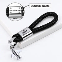 Thumbnail for Cessna 177B Cardinal - Leather Key Chain - Braided Leather - Heritage - Black + Name