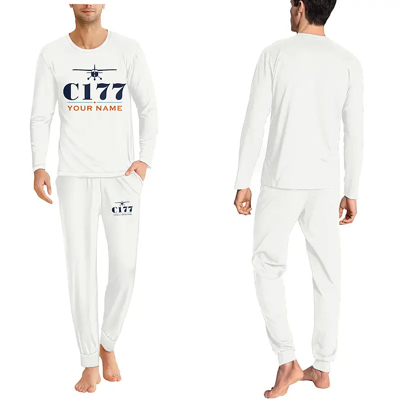 Cessna 177B Cardinal - Men Pajamas - Heritage Chest + Name - White