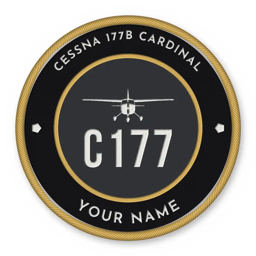 Cessna 177B Cardinal Patches - Circle + Name - Black Gold