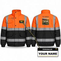 Thumbnail for Cessna 177B Cardinal Reflective Winter Jackets - Poster + Name - Orange & Navy