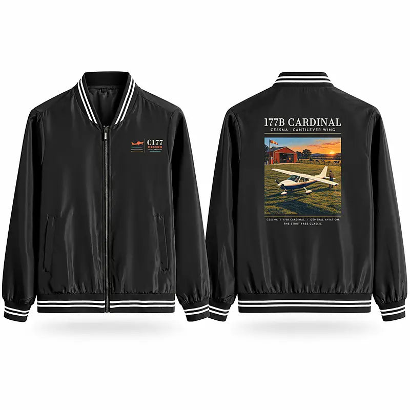 Cessna 177B Cardinal Stylish Jackets - Baseball Collar - Poster - Black
