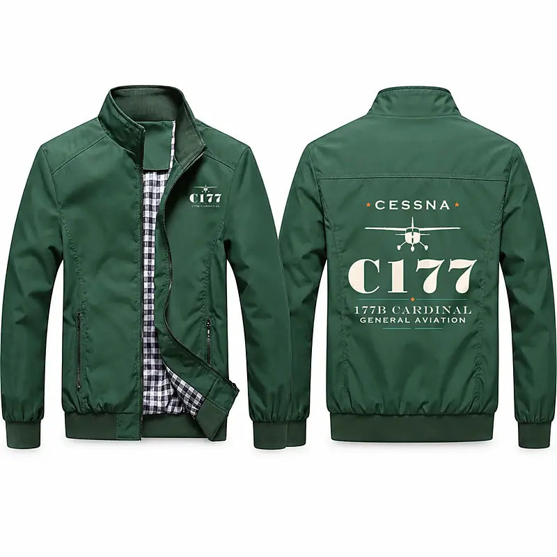 Cessna 177B Cardinal Stylish Jackets - Stand Collar - Heritage - Green