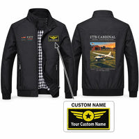 Thumbnail for Cessna 177B Cardinal Stylish Jackets - Stand Collar - Poster + Name - Black