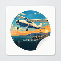 Thumbnail for Cessna 180J Skywagon - 3D - Circle Sticker - Peel