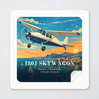 Thumbnail for Cessna 180J Skywagon - 3D + Name - Square Sticker - Peel