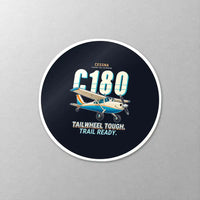 Thumbnail for Cessna 180J Skywagon - Cartoon - Circle Sticker - Close-up