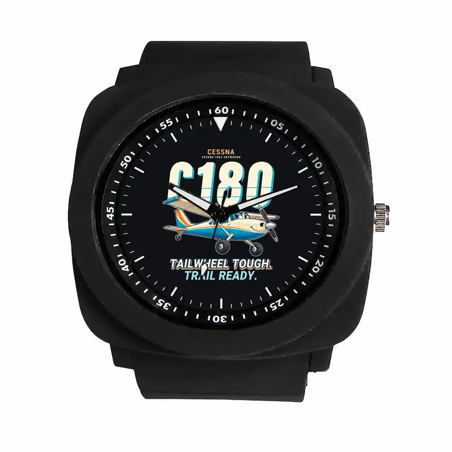 Cessna 180J Skywagon - Cartoon - Rubber Strap - Black