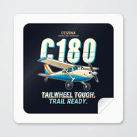 Thumbnail for Cessna 180J Skywagon - Cartoon - Square Sticker - Peel