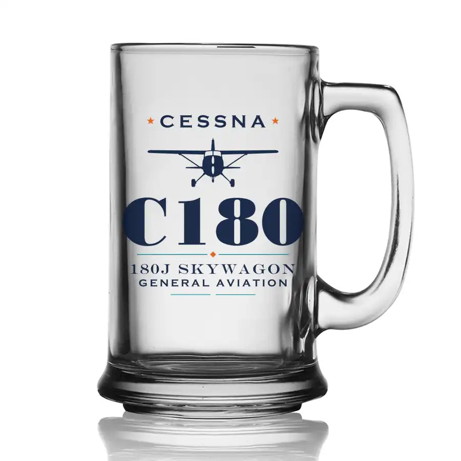 Cessna 180J Skywagon - Heritage - Beer Glass with Holder
