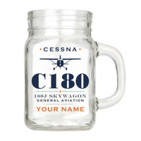 Thumbnail for Cessna 180J Skywagon - Heritage + Name - Cocktail Glass (Mason Jar)