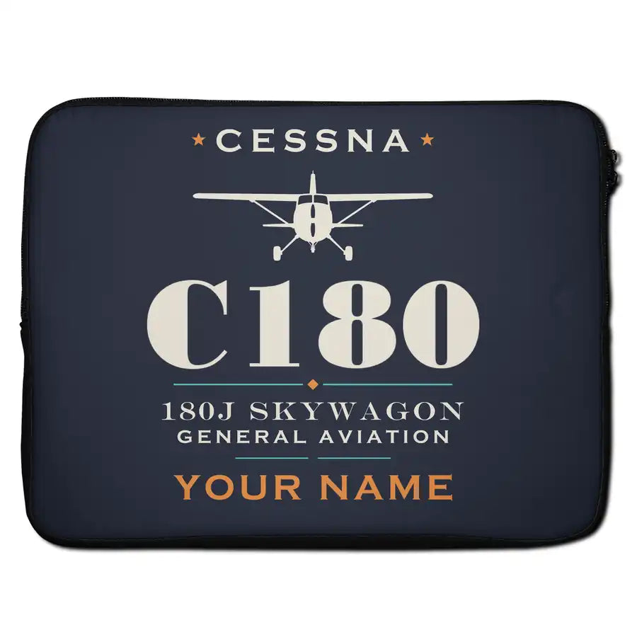 Cessna 180J Skywagon - Heritage + Name - Laptop Sleeve