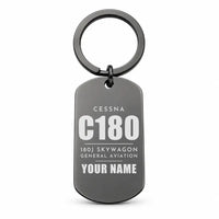 Thumbnail for Cessna 180J Skywagon - Key Chain - Tag + Name - Black