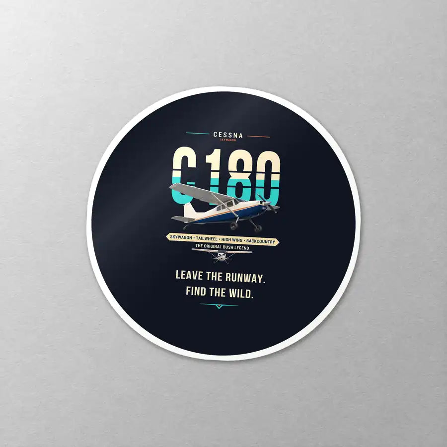 Cessna 180J Skywagon - Original - Circle Sticker - Close-up