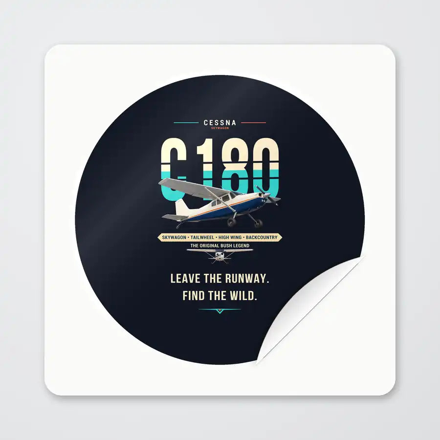 Cessna 180J Skywagon - Original - Circle Sticker - Peel