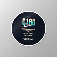 Thumbnail for Cessna 180J Skywagon - Original + Name - Circle Sticker - Close-up