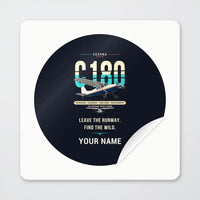 Thumbnail for Cessna 180J Skywagon - Original + Name - Circle Sticker - Peel