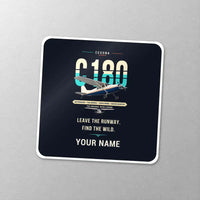 Thumbnail for Cessna 180J Skywagon - Original + Name - Square Sticker - Close-up
