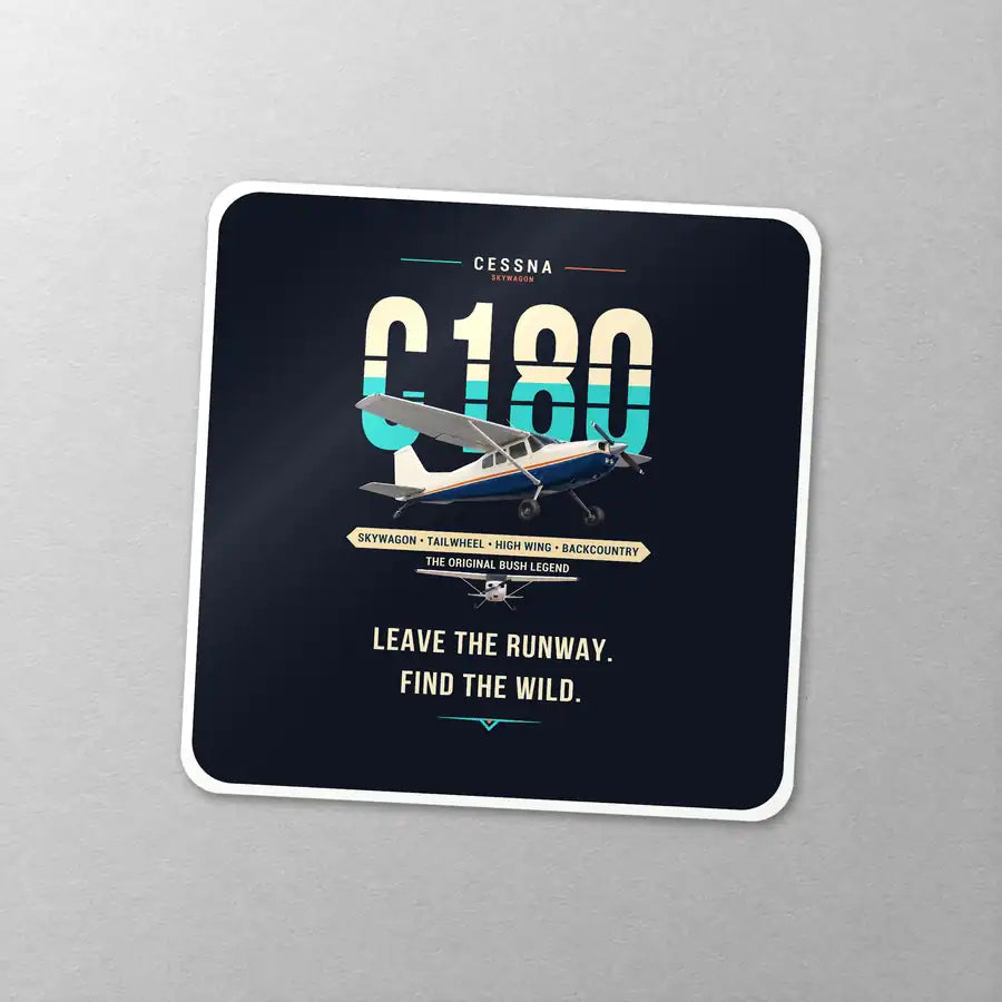 Cessna 180J Skywagon - Original - Square Sticker - Close-up