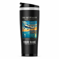 Thumbnail for Cessna 180J Skywagon - Poster + Name - Stainless Steel (No Holder) - Black