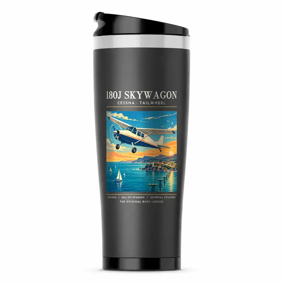 Cessna 180J Skywagon - Poster - Stainless Steel (No Holder) - Gray