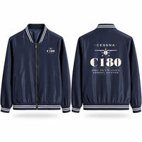 Thumbnail for Cessna 180J Skywagon Stylish Jackets - Baseball Collar - Heritage - Navy Blue