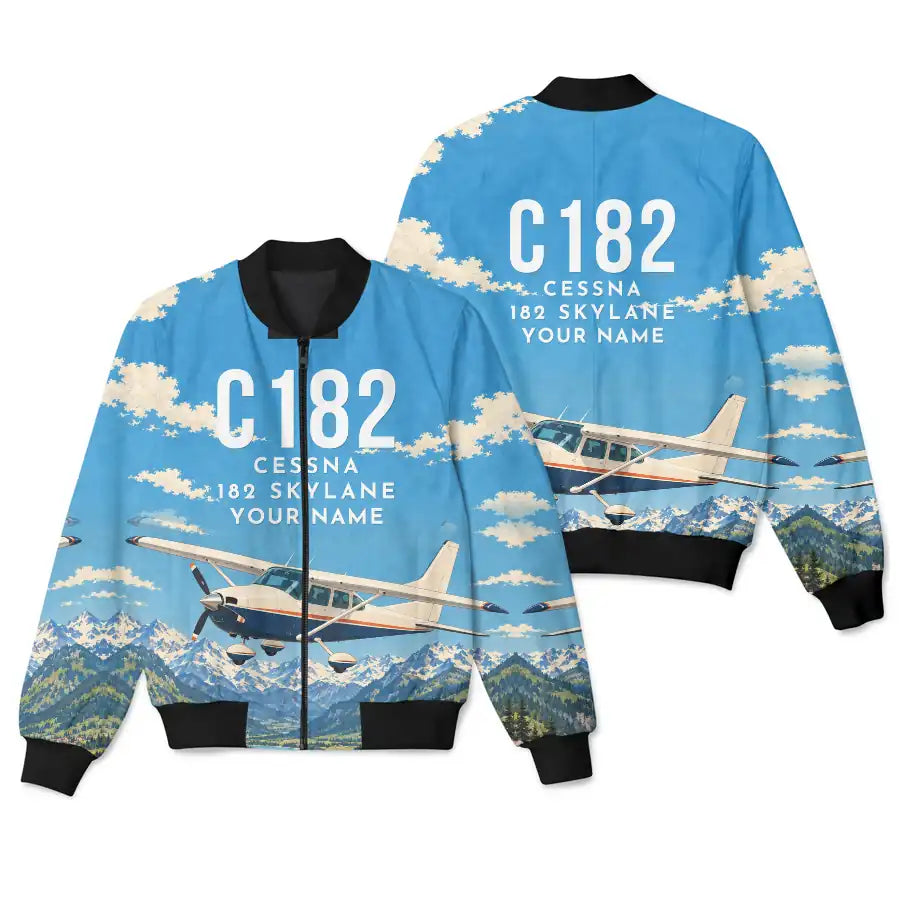 Cessna 182 Skylane 3D All-Over Print Clothing - Bomber Jacket - 3D + Name