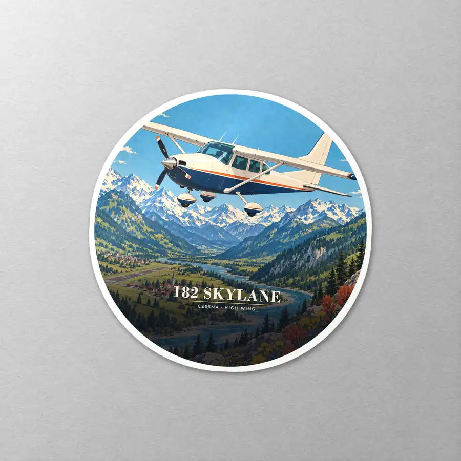 Cessna 182 Skylane - 3D - Circle Sticker - Close-up