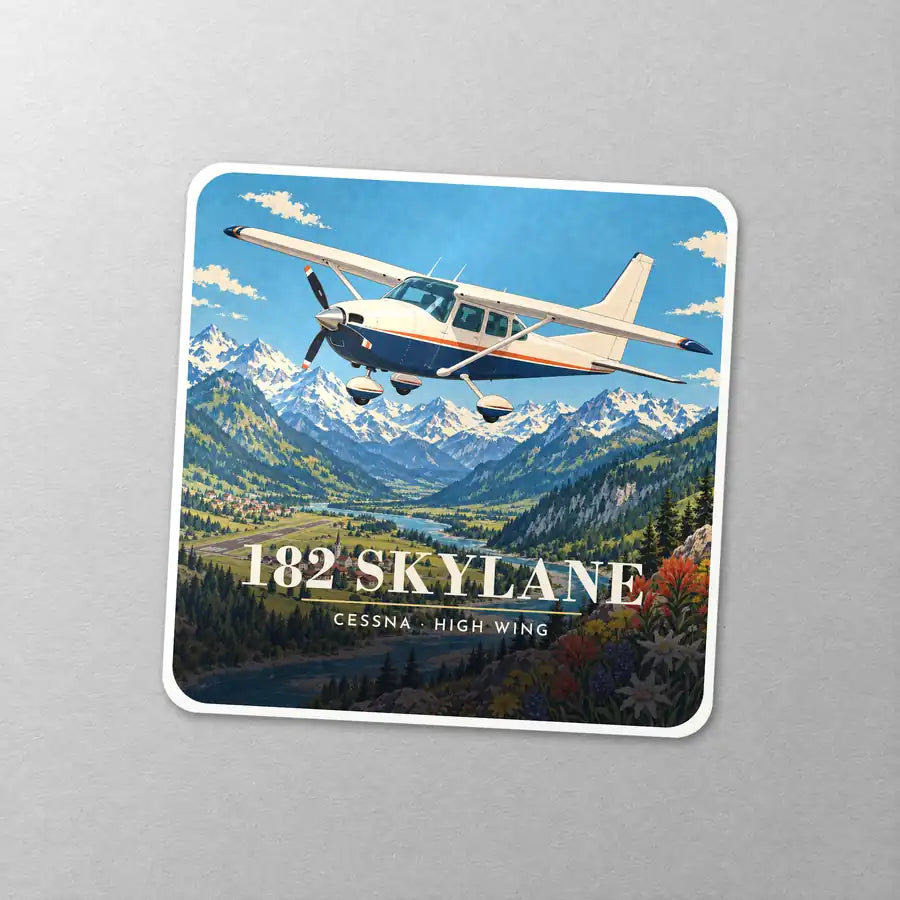Cessna 182 Skylane - 3D - Square Sticker - Close-up