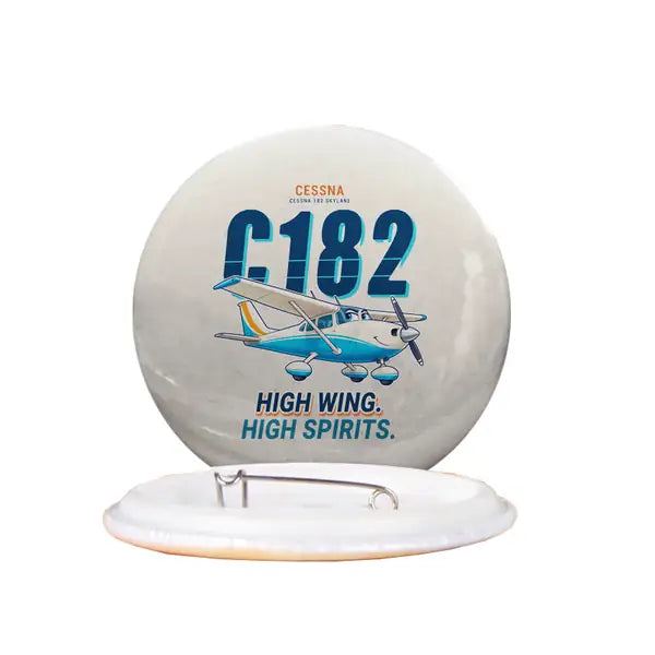 Cessna 182 Skylane - Cartoon - Pin - Beige