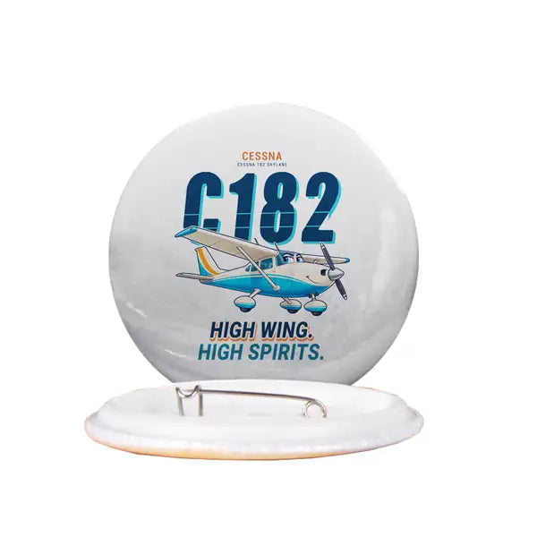 Cessna 182 Skylane - Cartoon - Pin - White