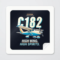 Thumbnail for Cessna 182 Skylane - Cartoon - Square Sticker - Peel