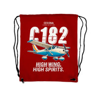 Thumbnail for Cessna 182 Skylane - Drawstring Bag - Cartoon - Red