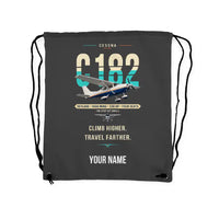 Thumbnail for Cessna 182 Skylane - Drawstring Bag - Original + Name - Gray