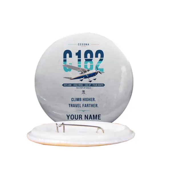 Cessna 182 Skylane - Original + Name - Pin - Light Gray