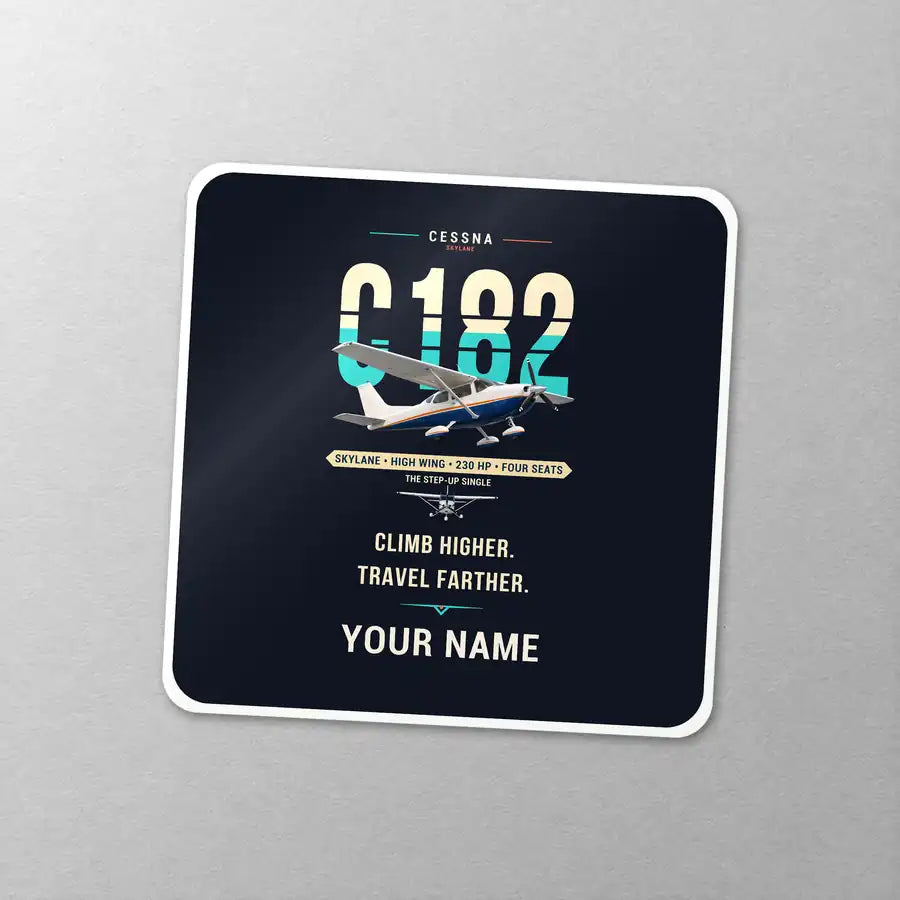Cessna 182 Skylane - Original + Name - Square Sticker - Close-up