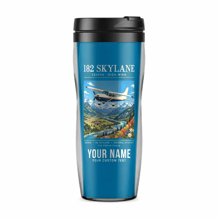 Cessna 182 Skylane - Poster + Name - Plastic (No Holder) - Light Blue