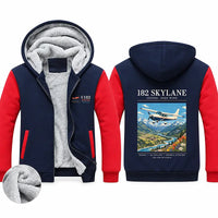 Thumbnail for Cessna 182 Skylane Zipped Sweatshirts - Poster - Navy & Red