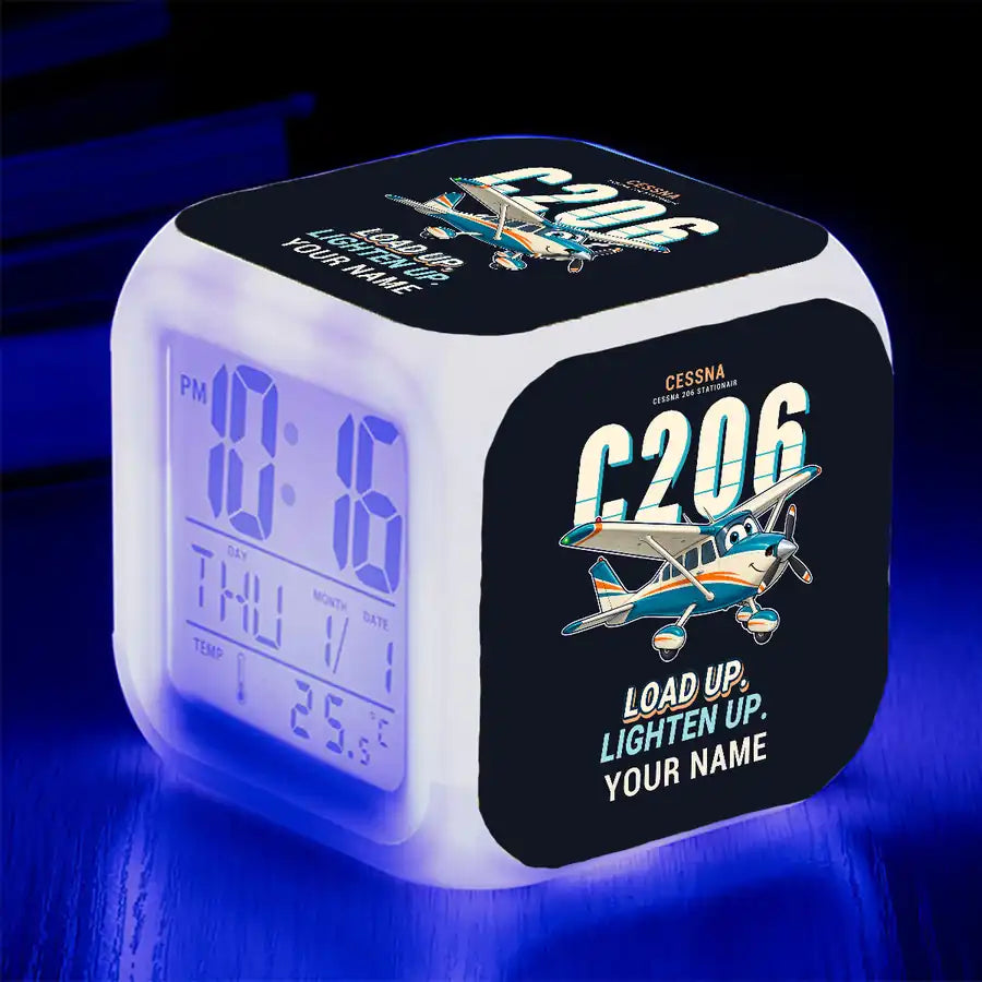 Cessna 206 Stationair - Cartoon + Name - Alarm Clock
