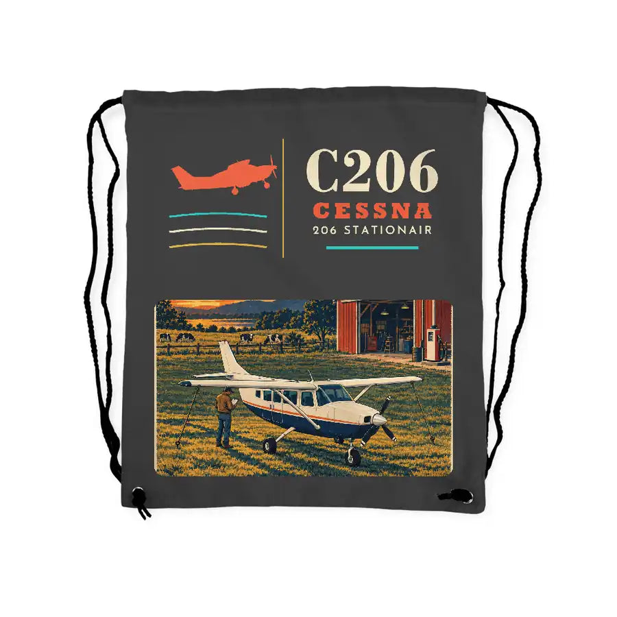 Cessna 206 Stationair - Drawstring Bag - Classic - Gray
