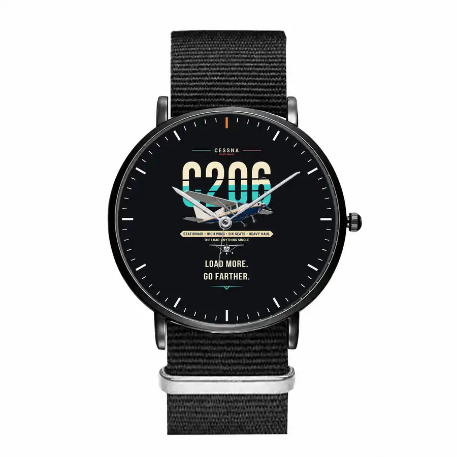 Cessna 206 Stationair - Original - Slim Leather - Black and Black Nylon Strap