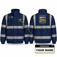 Thumbnail for Cessna 206 Stationair Reflective Winter Jackets - Poster + Name - Navy Blue
