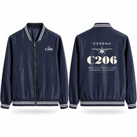Thumbnail for Cessna 206 Stationair Stylish Jackets - Baseball Collar - Heritage - Navy Blue