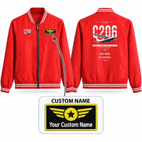 Thumbnail for Cessna 206 Stationair Stylish Jackets - Baseball Collar - Original + Name - Red