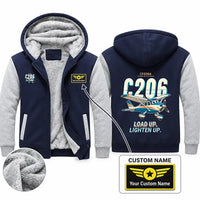 Thumbnail for Cessna 206 Stationair Zipped Sweatshirts - Cartoon + Name - Navy & Gray