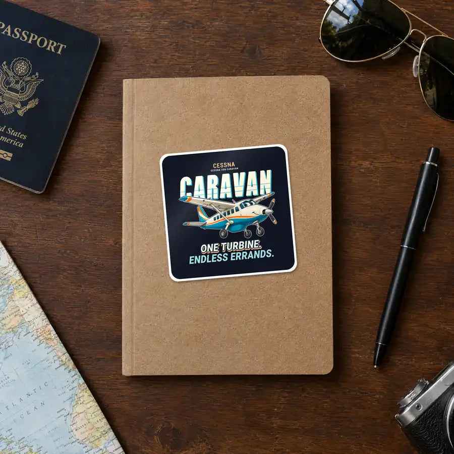 Cessna 208 Caravan - Cartoon - Square Sticker - Notebook